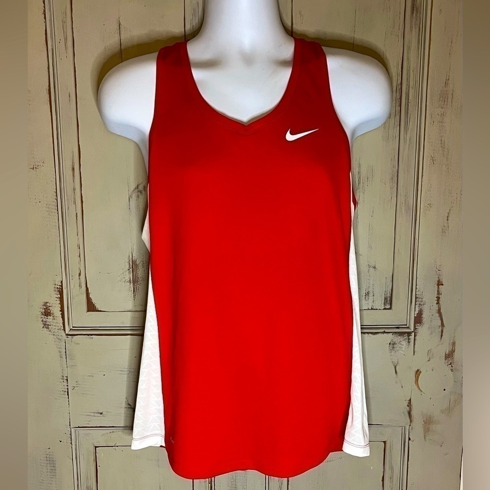 Nike Red and White Athletic Tank Top